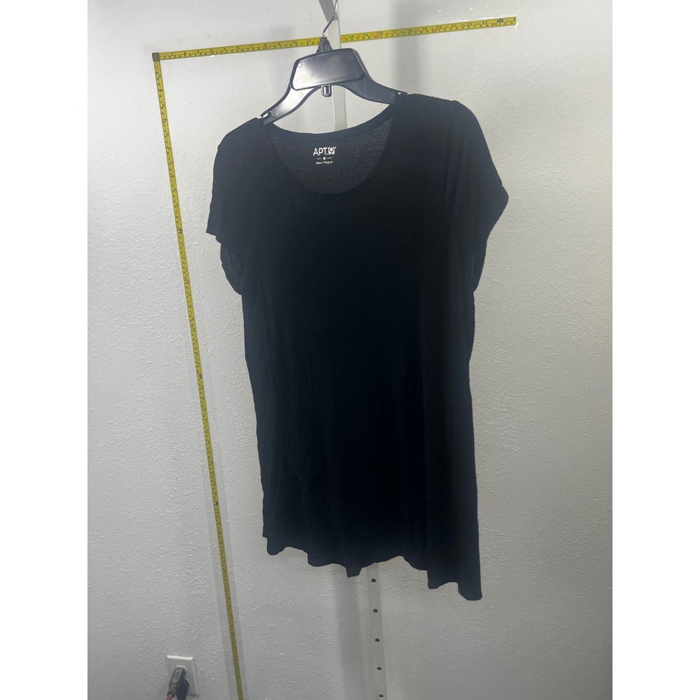 Apt. 9 Womens Black Short Sleeve Scoop Neck Asymmetrical Hem T-Shirt Size Medium